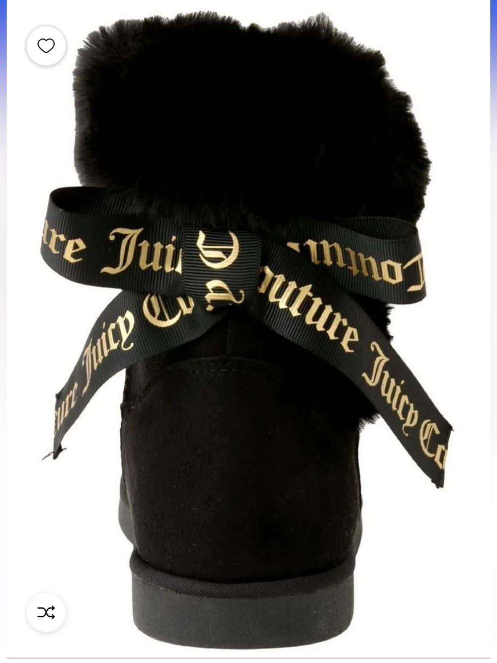 Juicy Couture girls Black Faux-Fur Cuffed Ankle Boots size 13